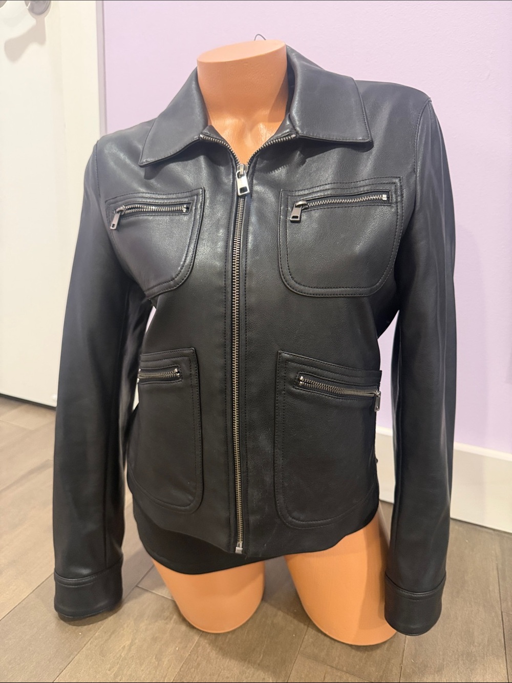 Banana Republic Black Leather Zip Jacket